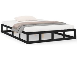 vidaXL - Bedframe - massief - hout - zwart - 180x200 - cm