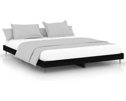 vidaXL - Bedframe - massief - hout - zwart - 200x200 - cm