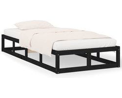 vidaXL - Bedframe - massief - hout - zwart - 90x200 - cm
