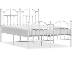 vidaXL - Bedframe - met - hoofd- - en - voeteneinde - metaal - wit - 120x200 - cm