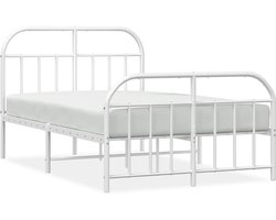vidaXL - Bedframe - met - hoofd- - en - voeteneinde - metaal - wit - 120x200 - cm
