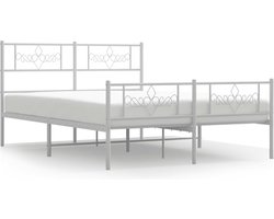 vidaXL - Bedframe - met - hoofd- - en - voeteneinde - metaal - wit - 120x200 - cm