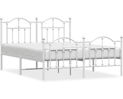 vidaXL - Bedframe - met - hoofd- - en - voeteneinde - metaal - wit - 140x190 - cm