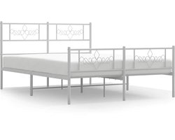 vidaXL - Bedframe - met - hoofd- - en - voeteneinde - metaal - wit - 140x190 - cm