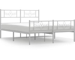vidaXL - Bedframe - met - hoofd- - en - voeteneinde - metaal - wit - 140x200 - cm