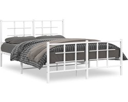 vidaXL - Bedframe - met - hoofd- - en - voeteneinde - metaal - wit - 140x200 - cm