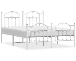 vidaXL - Bedframe - met - hoofd- - en - voeteneinde - metaal - wit - 150x200 - cm