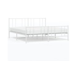 vidaXL - Bedframe - met - hoofd- - en - voeteneinde - metaal - wit - 180x200 - cm