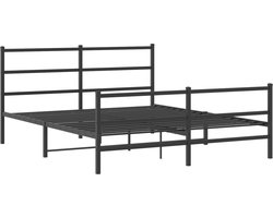 vidaXL - Bedframe - met - hoofd- - en - voeteneinde metaal - zwart - 160x200 - cm