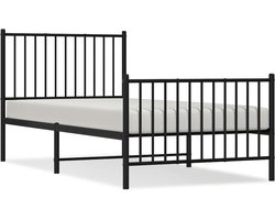 vidaXL - Bedframe - met - hoofd- - en - voeteneinde - metaal - zwart - 90x190 - cm