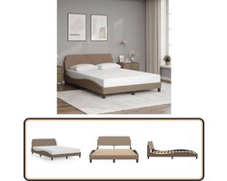 vidaXL Bedframe met hoofdbord kunstleer cappuccinokleurig 120x200 cm