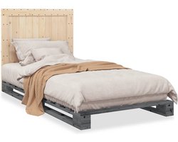 vidaXL - Bedframe - met - hoofdbord - massief - grenenhout - grijs - 100x200 - cm