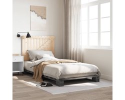 vidaXL - Bedframe - met - hoofdbord - massief - grenenhout - grijs - 100x200 - cm