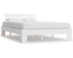 vidaXL - Bedframe - met - hoofdbord - massief - grenenhout - wit - 140x200 - cm