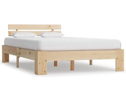 vidaXL - Bedframe - met - hoofdbord - massief - grenenhout - wit - 140x200 - cm
