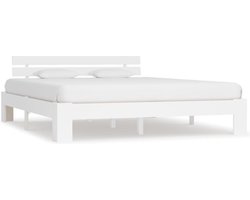 vidaXL - Bedframe - met - hoofdbord - massief - grenenhout - wit - 180x200 - cm