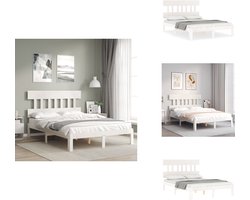 vidaXL - Bedframe - met - hoofdbord - massief - hout - wit