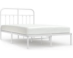 vidaXL - Bedframe - met - hoofdbord - metaal - wit - 120x200 - cm