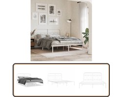 vidaXL Bedframe met hoofdbord metaal wit 140x200 cm