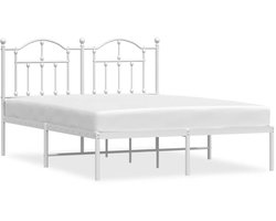 vidaXL - Bedframe - met - hoofdbord - metaal - wit - 140x200 - cm