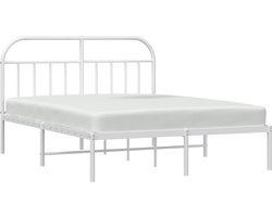 vidaXL - Bedframe - met - hoofdbord - metaal - wit - 140x200 - cm