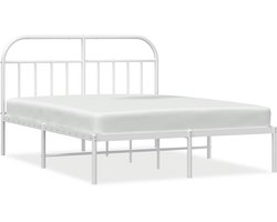 vidaXL - Bedframe - met - hoofdbord - metaal - wit - 183x213 - cm