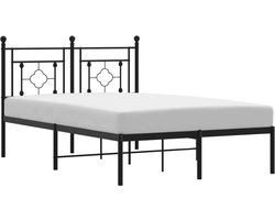 vidaXL - Bedframe - met - hoofdbord - metaal - zwart - 120x190 - cm