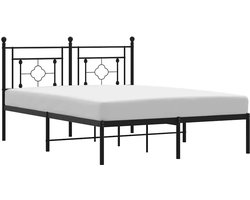 vidaXL - Bedframe - met - hoofdbord - metaal - zwart - 140x200 - cm