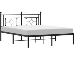 vidaXL - Bedframe - met - hoofdbord - metaal - zwart - 160x200 - cm