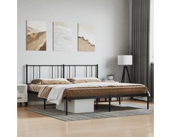 vidaXL - Bedframe - met - hoofdbord - metaal - zwart - 180x200 - cm