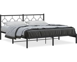 vidaXL - Bedframe - met - hoofdbord - metaal - zwart - 180x200 - cm