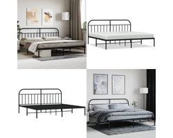 vidaXL Bedframe met hoofdbord metaal zwart 200x200 cm - Bedframe - Bedframes - Tweepersoonsbed - Bed