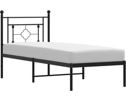 vidaXL - Bedframe - met - hoofdbord - metaal - zwart - 80x200 - cm