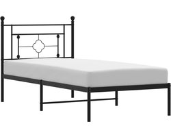 vidaXL - Bedframe - met - hoofdbord - metaal - zwart - 90x190 - cm