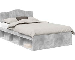 vidaXL - Bedframe - met - hoofdeinde - Beton - 120 - x - 200 - cm - Massief - grenenhout