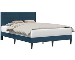 vidaXL - Bedframe - met - hoofdeinde - Blauw - 120 - x - 200 - cm - Fluweel