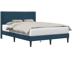 vidaXL - Bedframe - met - hoofdeinde - Blauw - 140 - x - 200 - cm - Fluweel