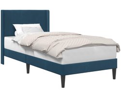 vidaXL - Bedframe - met - hoofdeinde - Blauw - 80 - x - 200 - cm - Fluweel