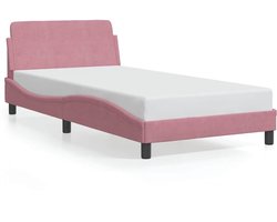 vidaXL - Bedframe - met - hoofdeinde - "Dover" - 100x200 - cm - fluweel - roze