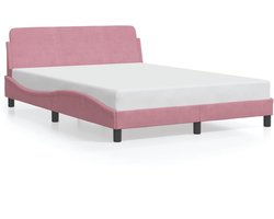 vidaXL - Bedframe - met - hoofdeinde - "Dover" - 120x200 - cm - fluweel - roze