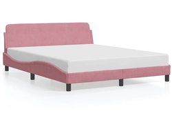 vidaXL - Bedframe - met - hoofdeinde - "Dover" - 160x200 - cm - fluweel - roze