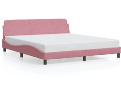 vidaXL - Bedframe - met - hoofdeinde - "Dover" - 180x200 - cm - fluweel - roze