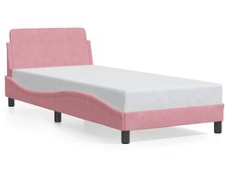 vidaXL - Bedframe - met - hoofdeinde - "Dover" - 90x190 - cm - fluweel - roze