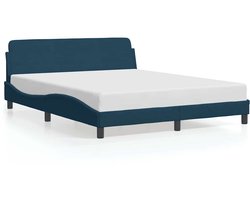 vidaXL - Bedframe - met - hoofdeinde - "Dover" - fluweel - blauw - 160x200 - cm