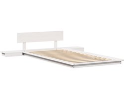 vidaXL - Bedframe - met - hoofdeinde - met - opslag - Wit - 100 - x - 200 - cm - Hout