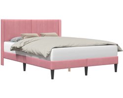vidaXL - Bedframe - met - hoofdeinde - Roze - 160 - x - 200 - cm - Fluweel