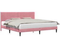 vidaXL - Bedframe - met - hoofdeinde - Roze - 200 - x - 200 - cm - Fluweel