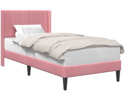 vidaXL - Bedframe - met - hoofdeinde - Roze - 80 - x - 200 - cm - Fluweel
