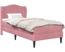 vidaXL - Bedframe - met - hoofdeinde - Roze - 90 - x - 200 - cm - Fluweel