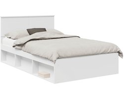 vidaXL - Bedframe - met - hoofdeinde - Wit - 120 - x - 200 - cm - Bewerkt - hout